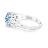 Three Stone Vintage Style Wedding Engagement Ring 3 Stone Cubic Zirconia 925 Sterling Silver