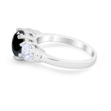 Three Stone Vintage Style Wedding Engagement Ring 3 Stone Cubic Zirconia 925 Sterling Silver