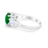 Three Stone Vintage Style Wedding Engagement Ring 3 Stone Cubic Zirconia 925 Sterling Silver