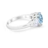 Three Stone Vintage Style Wedding Engagement Ring 3 Stone Cubic Zirconia 925 Sterling Silver