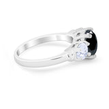 Three Stone Vintage Style Wedding Engagement Ring 3 Stone Cubic Zirconia 925 Sterling Silver