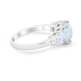 Three Stone Vintage Style Wedding Engagement Ring 3 Stone Cubic Zirconia 925 Sterling Silver
