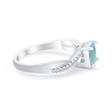 Princess Cut Wedding Ring Round Simulated Cubic Zirconia 925 Sterling Silver
