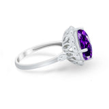 Large Stone Cocktail Ring Art Deco Simulated Cubic Zirconia 925 Sterling Silver