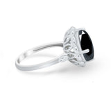 Large Stone Cocktail Ring Art Deco Simulated Cubic Zirconia 925 Sterling Silver