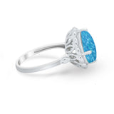 Large Stone Cocktail Ring Art Deco Simulated Cubic Zirconia 925 Sterling Silver