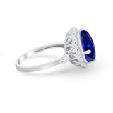 Large Stone Cocktail Ring Art Deco Simulated Cubic Zirconia 925 Sterling Silver