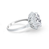 Large Stone Cocktail Ring Art Deco Simulated Cubic Zirconia 925 Sterling Silver