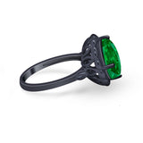 Large Stone Cocktail Ring Art Deco Simulated Cubic Zirconia 925 Sterling Silver