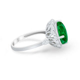 Large Stone Cocktail Ring Art Deco Simulated Cubic Zirconia 925 Sterling Silver