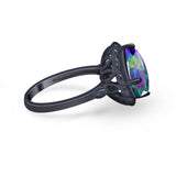 Large Stone Cocktail Ring Art Deco Simulated Cubic Zirconia 925 Sterling Silver