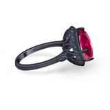 Large Stone Cocktail Ring Art Deco Simulated Cubic Zirconia 925 Sterling Silver