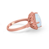 Large Stone Cocktail Ring Art Deco Simulated Cubic Zirconia 925 Sterling Silver