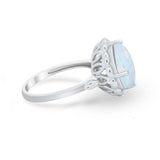 Large Stone Cocktail Ring Art Deco Simulated Cubic Zirconia 925 Sterling Silver