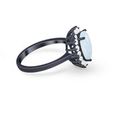 Floral Oval Wedding Ring Round Simulated Cubic Zirconia 925 Sterling Silver