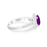 Halo Princess Cut Wedding Ring Simulated Cubic Zirconia 925 Sterling Silver