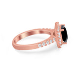 Halo Princess Cut Wedding Ring Simulated Cubic Zirconia 925 Sterling Silver