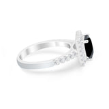 Halo Princess Cut Wedding Ring Simulated Cubic Zirconia 925 Sterling Silver