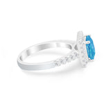Halo Princess Cut Wedding Ring Simulated Cubic Zirconia 925 Sterling Silver