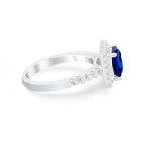 Halo Princess Cut Wedding Ring Simulated Cubic Zirconia 925 Sterling Silver