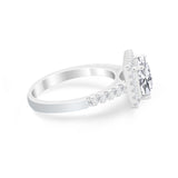 Halo Princess Cut Wedding Ring Simulated Cubic Zirconia 925 Sterling Silver