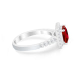 Halo Princess Cut Wedding Ring Simulated Cubic Zirconia 925 Sterling Silver