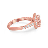 Halo Princess Cut Wedding Ring Simulated Cubic Zirconia 925 Sterling Silver
