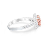 Halo Princess Cut Wedding Ring Simulated Cubic Zirconia 925 Sterling Silver