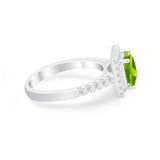 Halo Princess Cut Wedding Ring Simulated Cubic Zirconia 925 Sterling Silver
