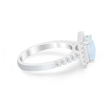 Halo Princess Cut Wedding Ring Simulated Cubic Zirconia 925 Sterling Silver