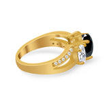 3 Stone Oval Wedding Ring Simulated Cubic Zirconia 925 Sterling Silver