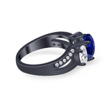 3 Stone Oval Wedding Ring Simulated Cubic Zirconia 925 Sterling Silver