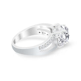3 Stone Oval Wedding Ring Simulated Cubic Zirconia 925 Sterling Silver