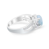 3 Stone Oval Wedding Ring Simulated Cubic Zirconia 925 Sterling Silver