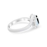 3-Stone Swirl Wedding Ring Round Simulated Cubic Zirconia 925 Sterling Silver