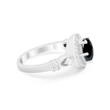 Halo Engagement Ring Simulated Cubic Zirconia 925 Sterling Silver