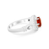 Halo Engagement Ring Simulated Cubic Zirconia 925 Sterling Silver