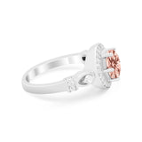 Halo Engagement Ring Simulated Cubic Zirconia 925 Sterling Silver