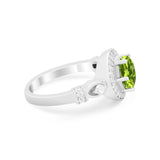 Halo Engagement Ring Simulated Cubic Zirconia 925 Sterling Silver