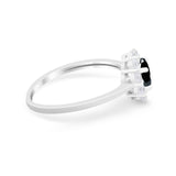 Floral Wedding Ring Petite Dainty Simulated Cubic Zirconia 925 Sterling Silver