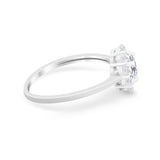 Floral Wedding Ring Petite Dainty Simulated Cubic Zirconia 925 Sterling Silver