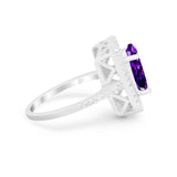 Halo Oval Simulated Cubic Zirconia 925 Sterling Silver Engagement Ring