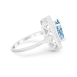 Halo Oval Simulated Cubic Zirconia 925 Sterling Silver Engagement Ring