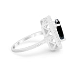 Halo Oval Simulated Cubic Zirconia 925 Sterling Silver Engagement Ring