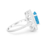 Halo Oval Simulated Cubic Zirconia 925 Sterling Silver Engagement Ring