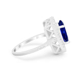 Halo Oval Simulated Cubic Zirconia 925 Sterling Silver Engagement Ring