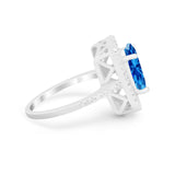 Halo Oval Simulated Cubic Zirconia 925 Sterling Silver Engagement Ring