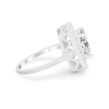 Halo Oval Simulated Cubic Zirconia 925 Sterling Silver Engagement Ring