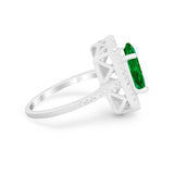 Halo Oval Simulated Cubic Zirconia 925 Sterling Silver Engagement Ring