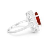 Halo Oval Simulated Cubic Zirconia 925 Sterling Silver Engagement Ring